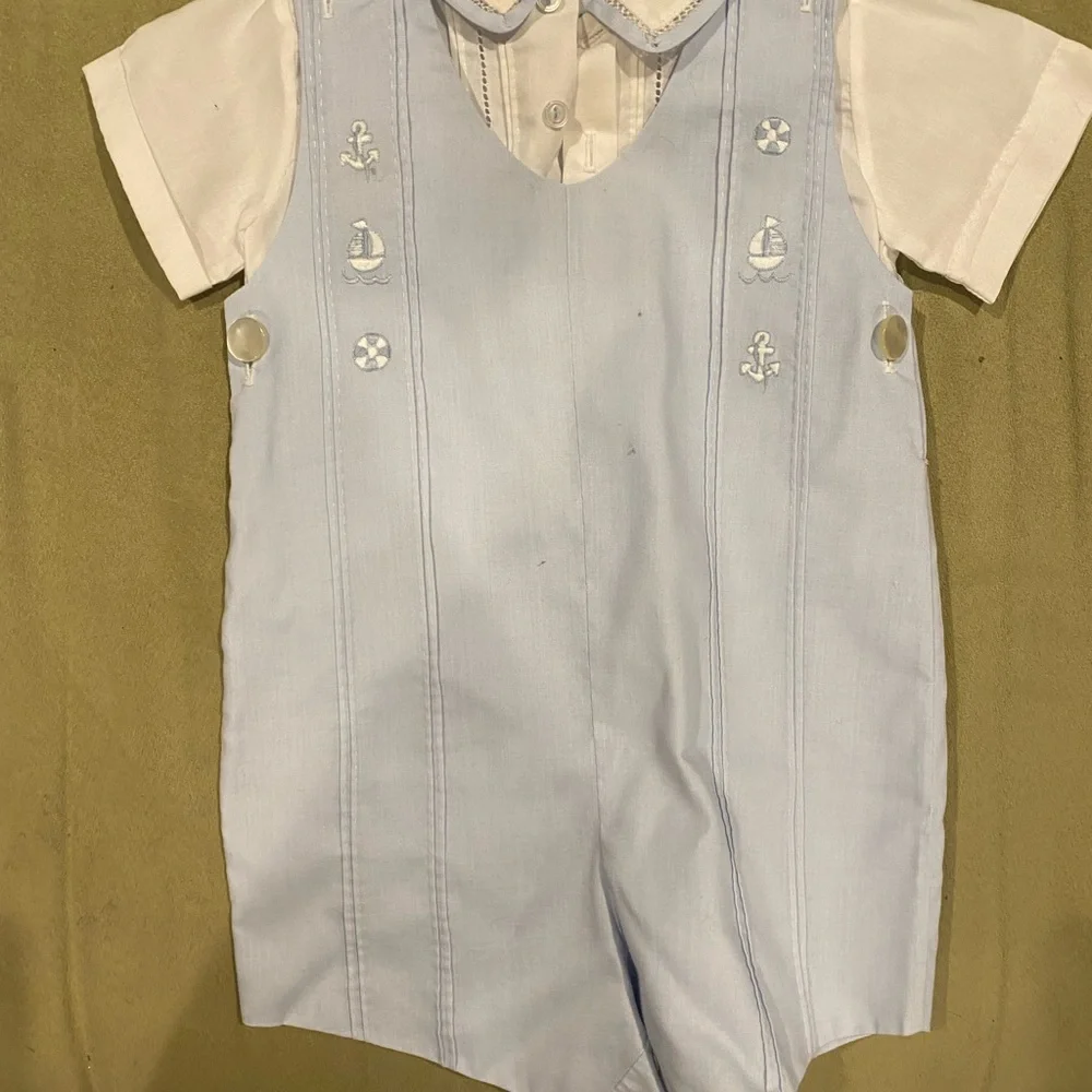 Vintage Light Blue Nautical Diaper Cover